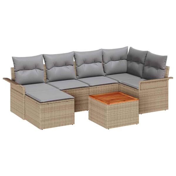 vidaXL Ensemble de canap&eacute; de jardin 7 pcs Beige et Gris clair