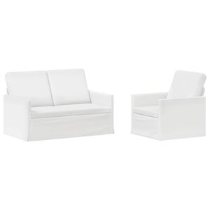 vidaXL Ensemble de Canap&eacute;s 2 pcs Blanc Tissu