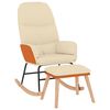 vidaXL Chaise &agrave; bascule avec tabouret Blanc cr&egrave;me Tissu