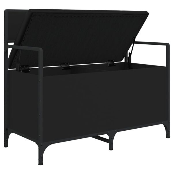 vidaXL Banc de rangement noir 85,5x42x73,5 cm bois d'ing&eacute;nierie