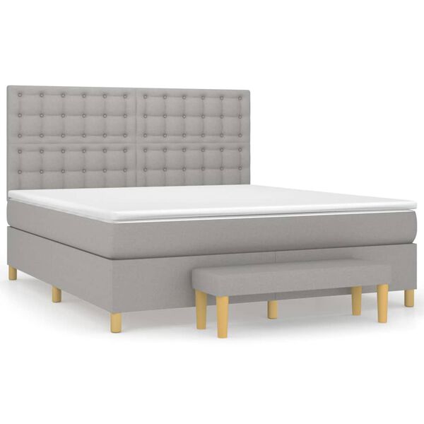 vidaXL Sommier &agrave; lattes de lit avec matelas Gris clair 160x200cm Tissu