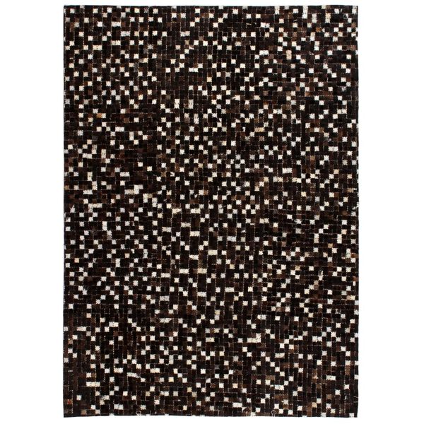 vidaXL Tapis Cuir v&eacute;ritable Patchwork 160 x 230 cm Carr&eacute; Noir/Blanc