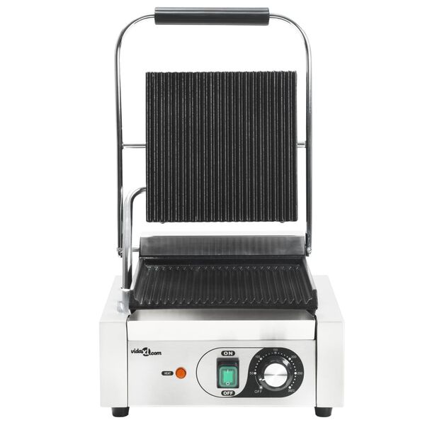 vidaXL Grill pour panini rainur&eacute; Acier inoxydable 1800 W 31x30,5x20 cm