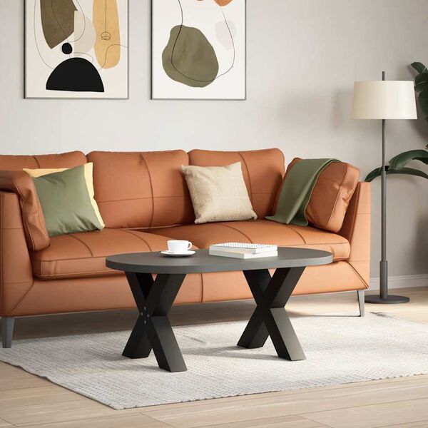 vidaXL Pieds de table basse en forme de X, 2 pi&egrave;ces, noir, 60 x (42-43) cm, acier