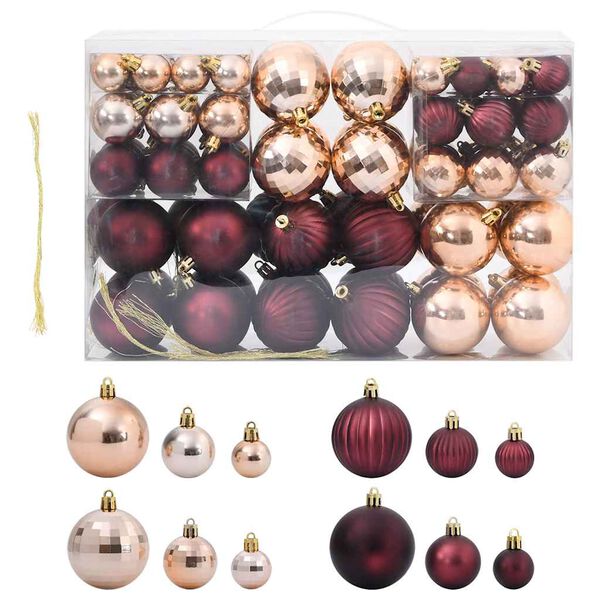 vidaXL Boules de No&euml;l 100 pcs champagne et marron fonc&eacute; &Oslash;3/4/6 cm