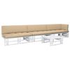 vidaXL Salon de jardin palette 4 pcs et coussins Pin impr&eacute;gn&eacute; de blanc
