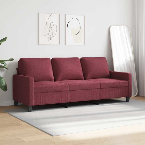 vidaXL Canap&eacute; &agrave; 3 places Rouge bordeaux 180 cm Tissu