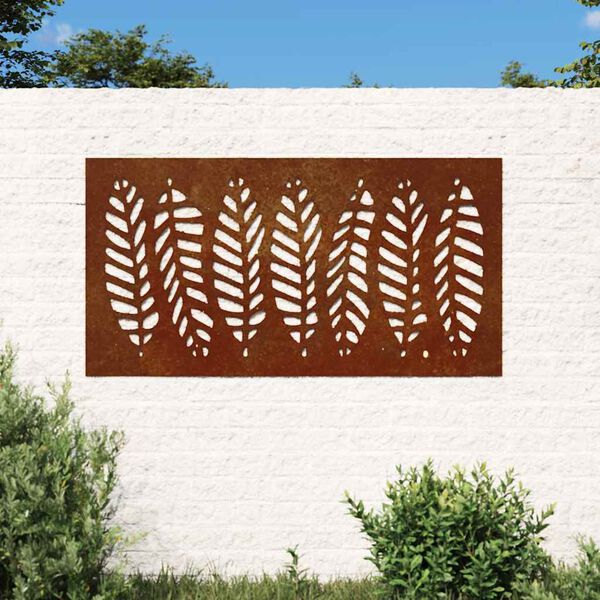 vidaXL D&eacute;coration murale jardin 105x55 cm acier corten design feuille