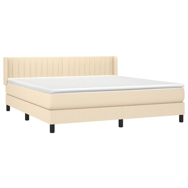 vidaXL Sommier &agrave; lattes de lit avec matelas Cr&egrave;me 180x200 cm Tissu