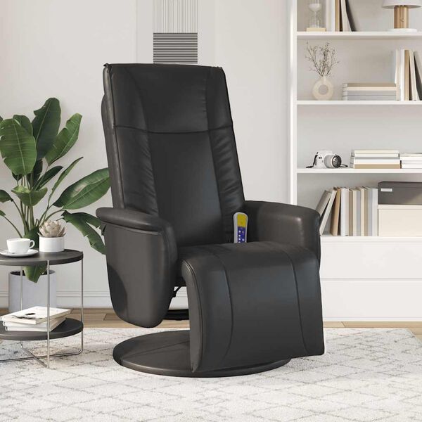 vidaXL Fauteuil inclinable de massage repose-pieds noir similicuir