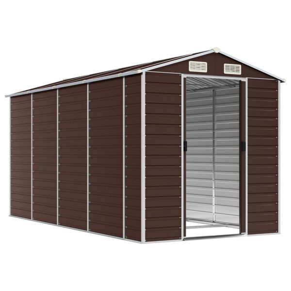 vidaXL Abri de jardin marron 191 x 385 x 198 cm en acier galvanisé