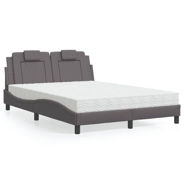 vidaXL Lit Viana avec matelas gris 140x190 cm similicuir