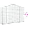 vidaXL Paniers &agrave; gabions arqu&eacute;s 4 pcs 200x30x120/140 cm Fer galvanis&eacute;