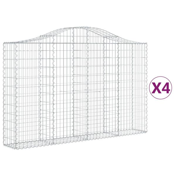 vidaXL Paniers &agrave; gabions arqu&eacute;s 4 pcs 200x30x120/140 cm Fer galvanis&eacute;