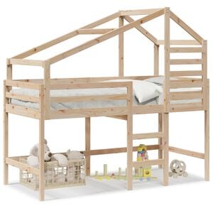 vidaXL Lit superpos&eacute; avec &eacute;chelle et toit sans matelas 90x190 cm