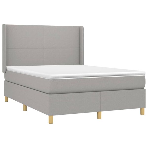 vidaXL Sommier &agrave; lattes de lit avec matelas Gris clair 140x190cm Tissu