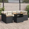 vidaXL Salon de jardin 6 pcs avec coussins noir résine tressée acacia