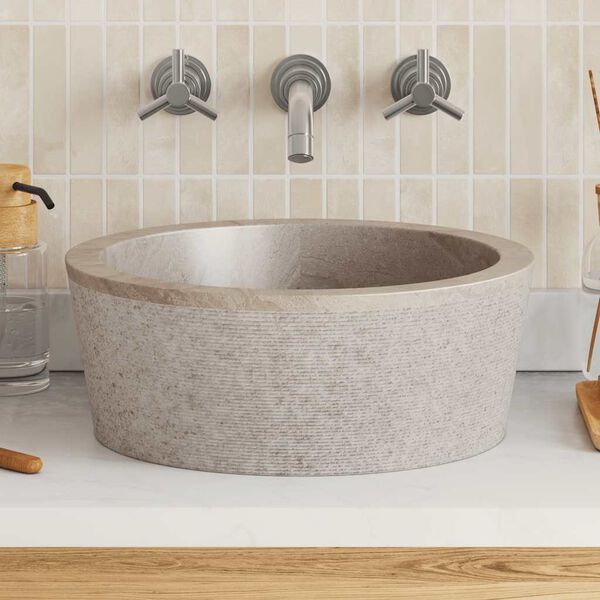 vidaXL Lavabo Gris &Oslash;40x15 cm Marbre