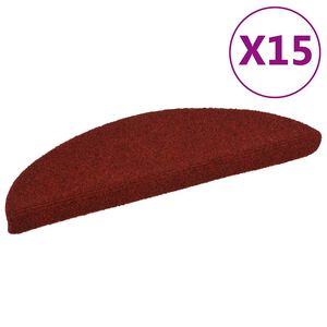 vidaXL Tapis d'escalier autocollants 15 pi&egrave;ces 56 x 17 x 3 cm Rouge bordeaux Demi-rond