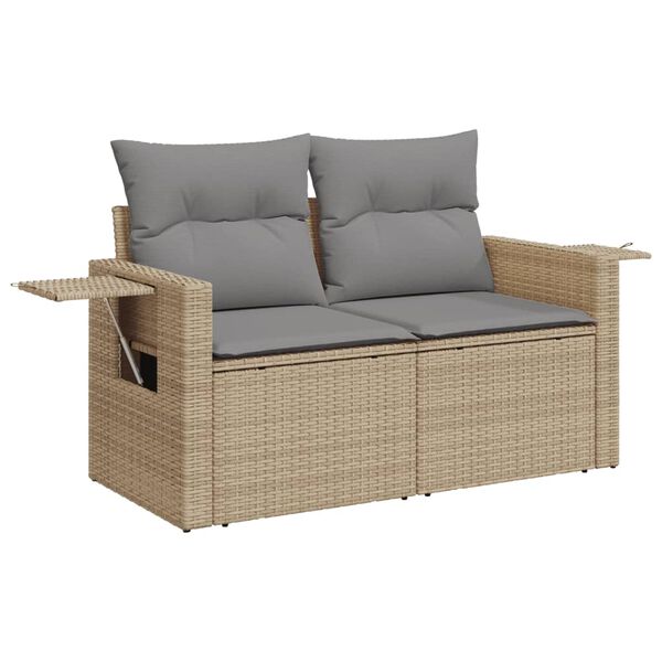 vidaXL Salon de jardin avec coussins 12 pcs beige r&eacute;sine tress&eacute;e
