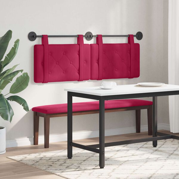 vidaXL T&ecirc;te de lit suspendue Bordeaux 130 x 55 x 5 cm Velours