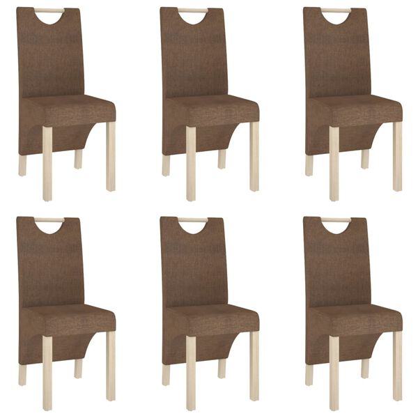 vidaXL Chaises &agrave; manger lot de 6 marron tissu