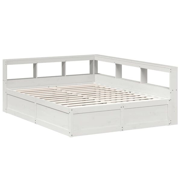 vidaXL Lit biblioth&egrave;que sans matelas blanc 140x200 cm bois pin massif