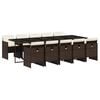 vidaXL Ensemble &agrave; manger de jardin et coussins 11 pcs marron rotin
