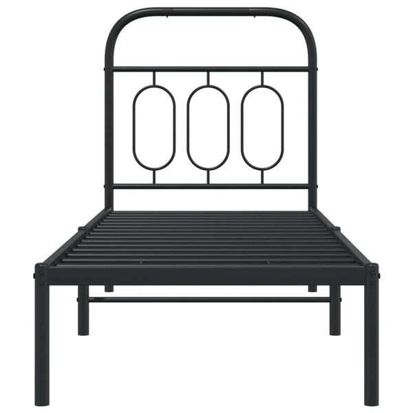 vidaXL Cadre de lit métal sans matelas avec tête de lit noir 75x190 cm