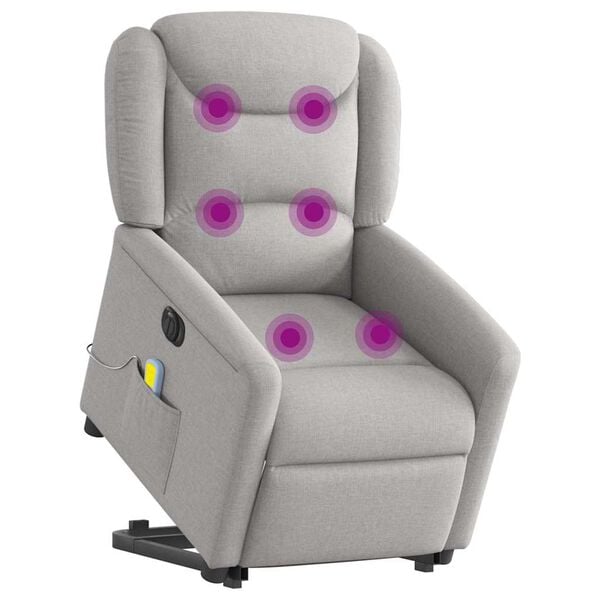 vidaXL Fauteuil inclinable de massage &eacute;lectrique gris nuage tissu