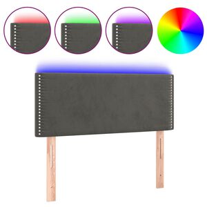 vidaXL T&ecirc;te de lit &agrave; LED Gris fonc&eacute; 90x5x78/88 cm Velours