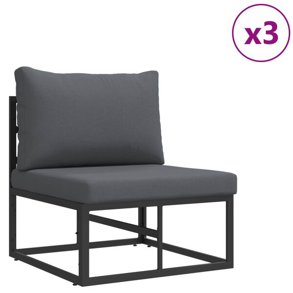 vidaXL Ensemble de canap&eacute; de jardin avec coussin 8 pcs Noir Aluminium