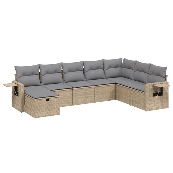 vidaXL Salon de jardin avec coussins 8pcs m&eacute;lange beige r&eacute;sine tress&eacute;e