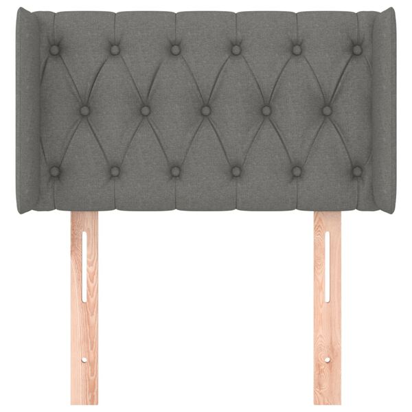 vidaXL T&ecirc;te de lit avec oreilles Gris fonc&eacute; 83x16x78/88 cm Tissu