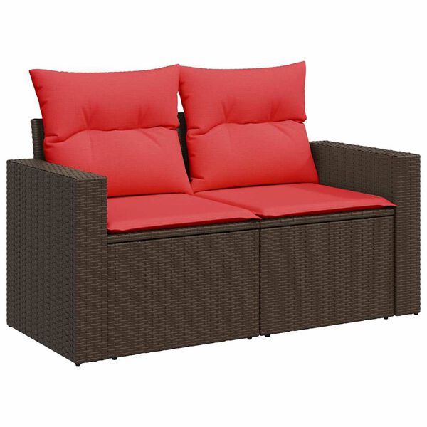 vidaXL Salon de jardin 10 pcs avec coussins marron r&eacute;sine tress&eacute;e