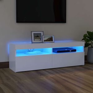 vidaXL Meuble TV avec lumi&egrave;res LED blanc 120x35x40 cm