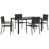 vidaXL Ensemble de salle &agrave; manger pour jardin 5 pcs Noir polyrotin