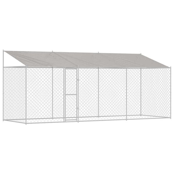vidaXL Cage pour chien avec toit Argent&eacute; 600 x 200 x 256 cm