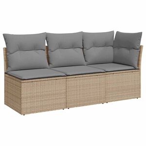 vidaXL Canap&eacute; de jardin avec coussins 3 places beige r&eacute;sine tress&eacute;e
