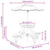 vidaXL Table de pique-nique pour 4 enfants avec parasol rond sapin