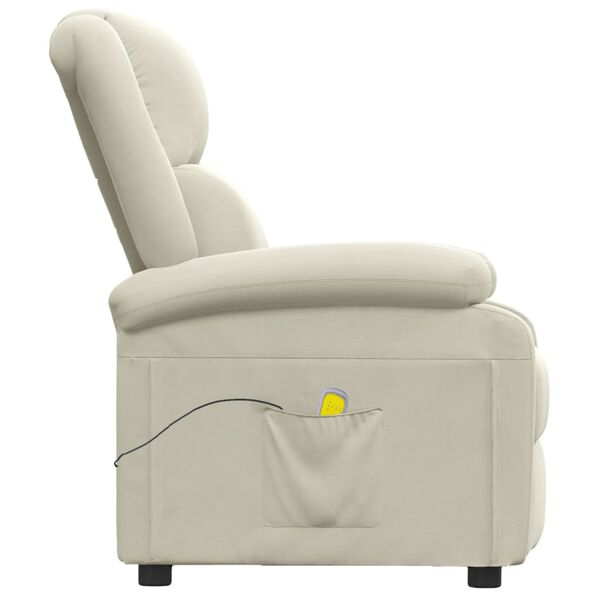 vidaXL Fauteuil de massage Cr&egrave;me Velours