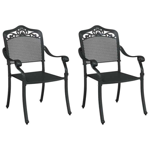 vidaXL Chaise de jardin 2 pcs Noir 55 x 55 x 92,5cm Aluminium