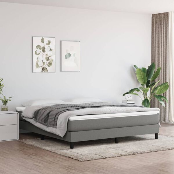 vidaXL Sommier &agrave; lattes de lit avec matelas Gris fonc&eacute; 180x200cm Tissu