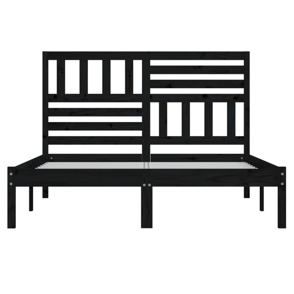 vidaXL Cadre de lit sans matelas noir bois de pin massif 140x190 cm