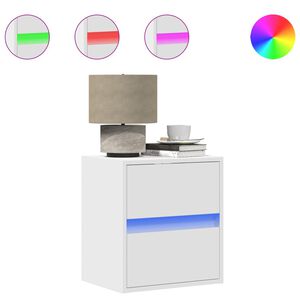 vidaXL Tables de chevet murales avec lumi&egrave;res LED 2 pcs blanc