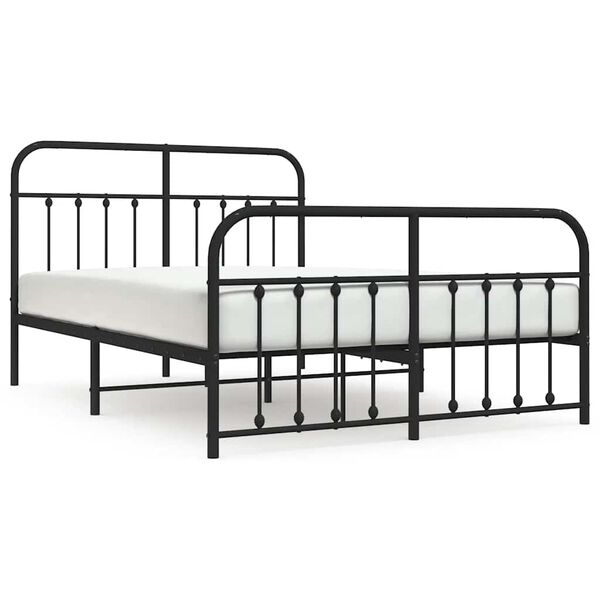 vidaXL Cadre de lit métal sans matelas avec pied de lit noir 135x190cm