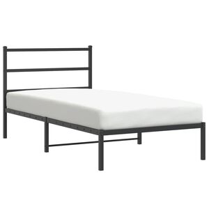 vidaXL Cadre de lit m&eacute;tal sans matelas avec t&ecirc;te de lit noir 107x203cm
