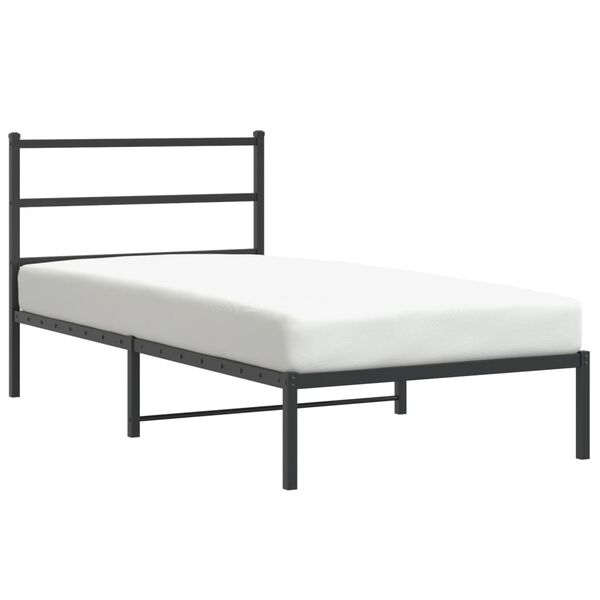 vidaXL Cadre de lit m&eacute;tal sans matelas avec t&ecirc;te de lit noir 107x203cm