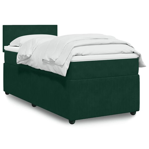 vidaXL Sommier &agrave; lattes de lit avec matelas Vert fonc&eacute; 100x200 cm