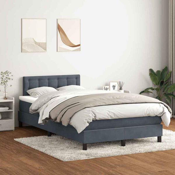 vidaXL Sommier &agrave; lattes de lit et matelas et LED gris fonc&eacute; 120x220cm velours